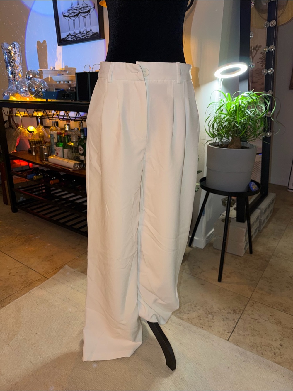 PRINCESS POLLY Wide-Leg High-Rise Women's Pants in White